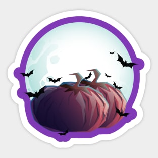Halloween Moon and Pumpkins Sticker